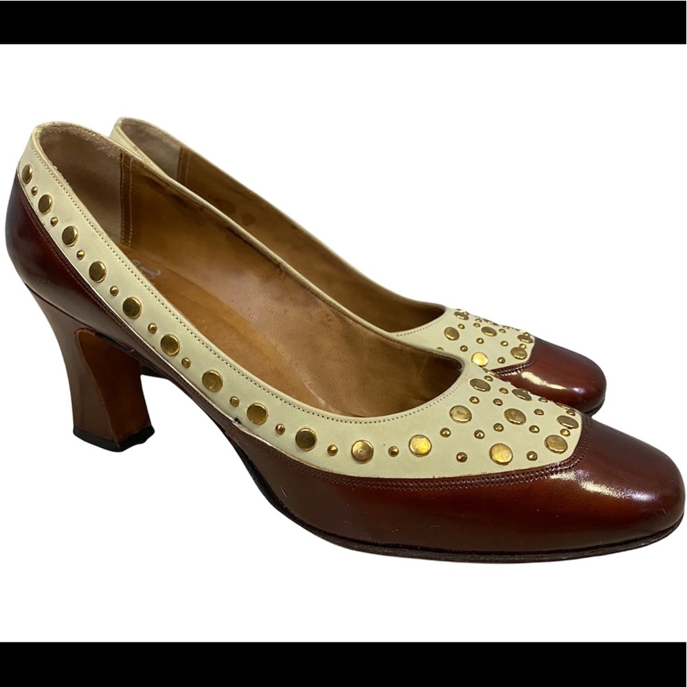 Vintage 60s Atomic Space Age Two Tone Mod Spectator Pumps 3” Heel High Heels